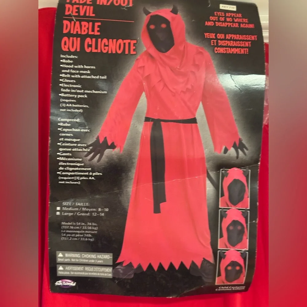 NWT Fun World Boys Fade In & Out Devil Costume Halloween‎ Cosplay